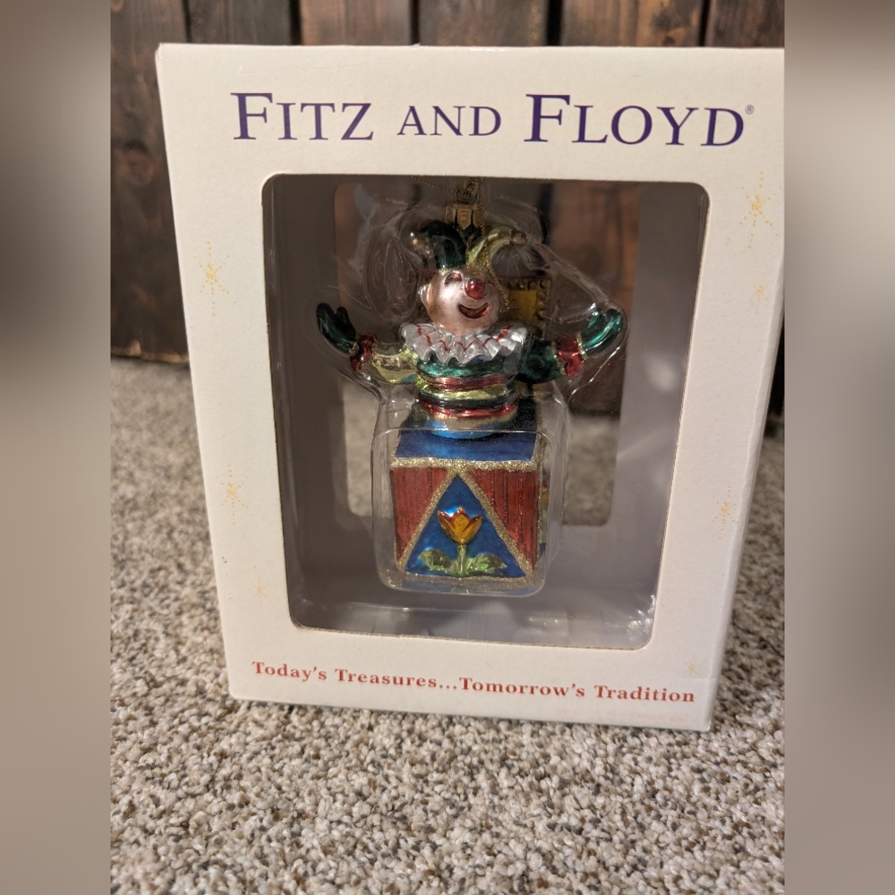 Vintage Fitz and Floyd Multicolor Jack-in-the-Box Ornament